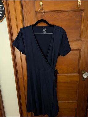 GAP Navy Blue Short Sleeve Wrap Mini Dress